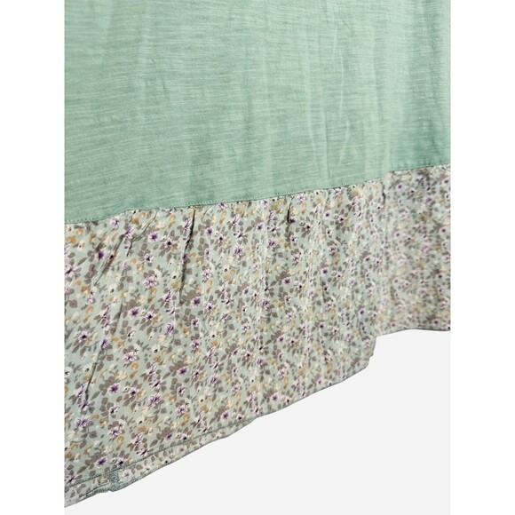 Umgee Women’s Green Tank Top Tunic Floral Bottom Medium Bohemian Racerback - Picture 2 of 7